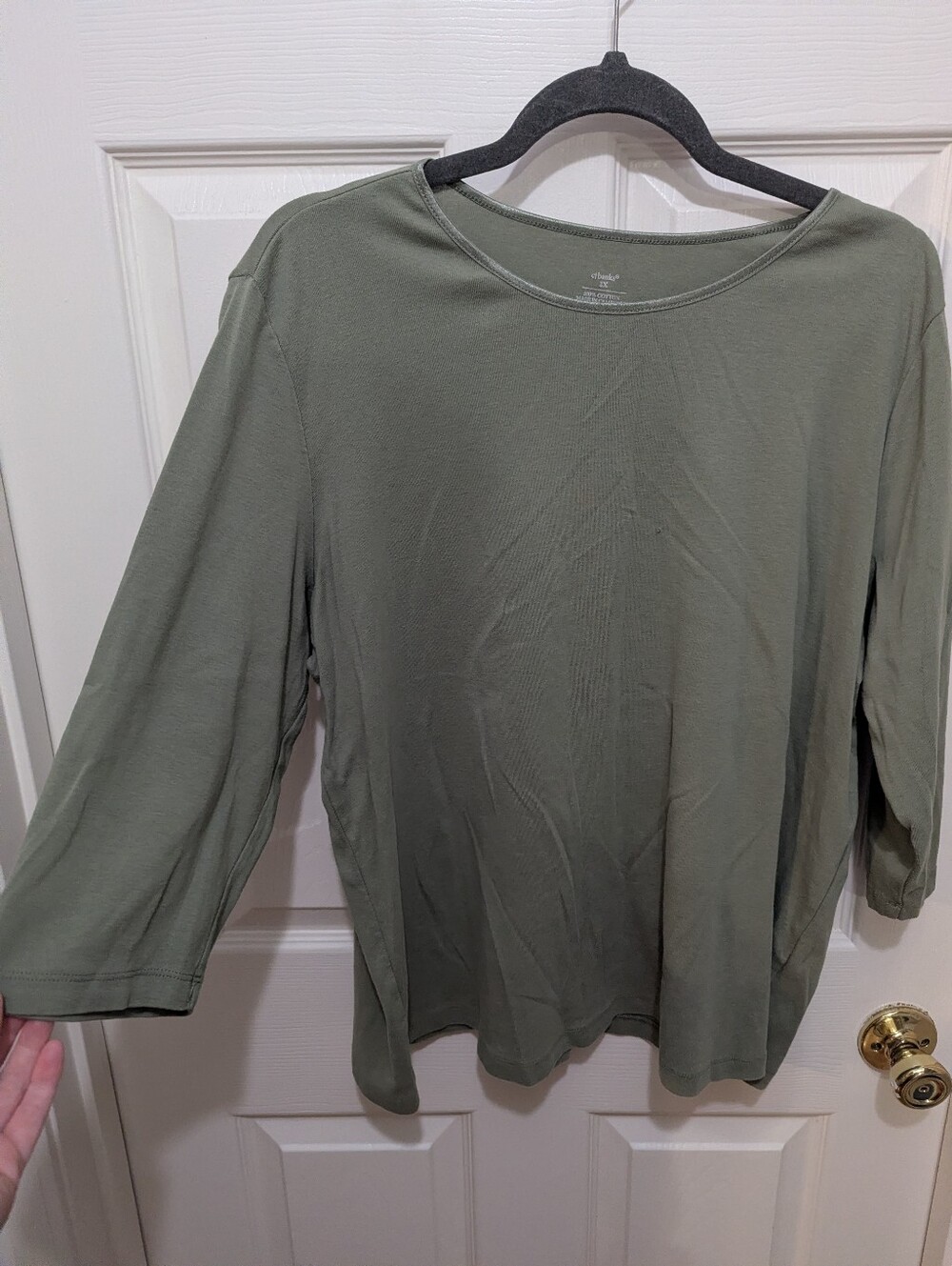 CJ Banks Olive Green Long Sleeve Women's Top